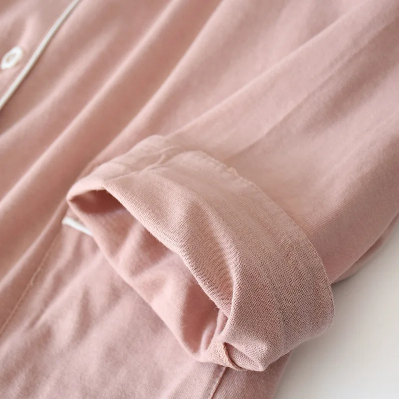 Knitted Cotton Long Sleeve Pants Pajama Set
