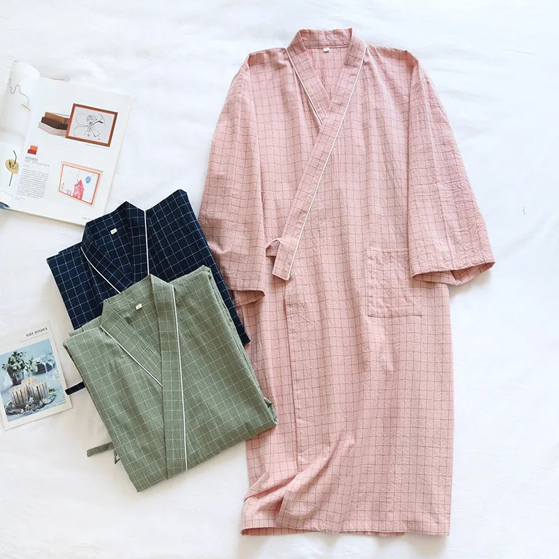 Relaxing Plaid Cotton Robes
