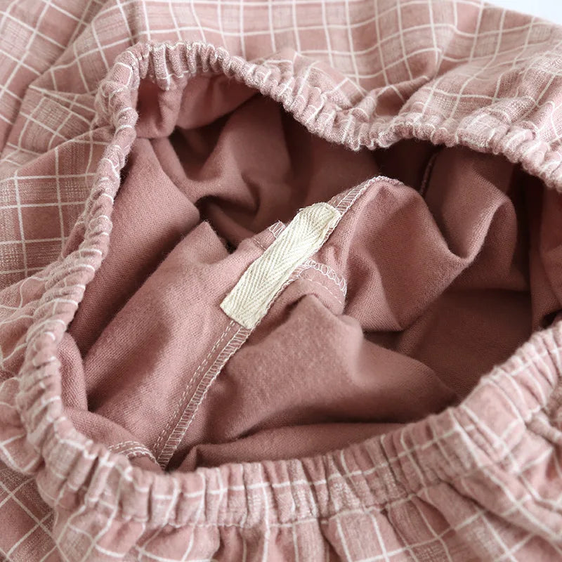 Brushed Plaid Cotton Long Sleeve Pants Pajama Set