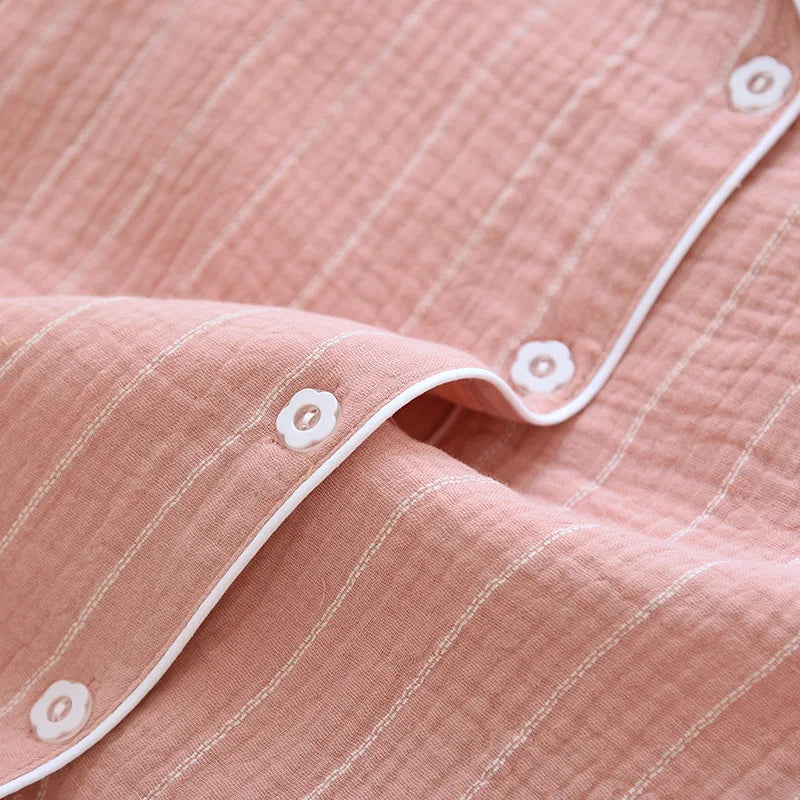 Cozy Striped Button-Up Cotton Nightgown