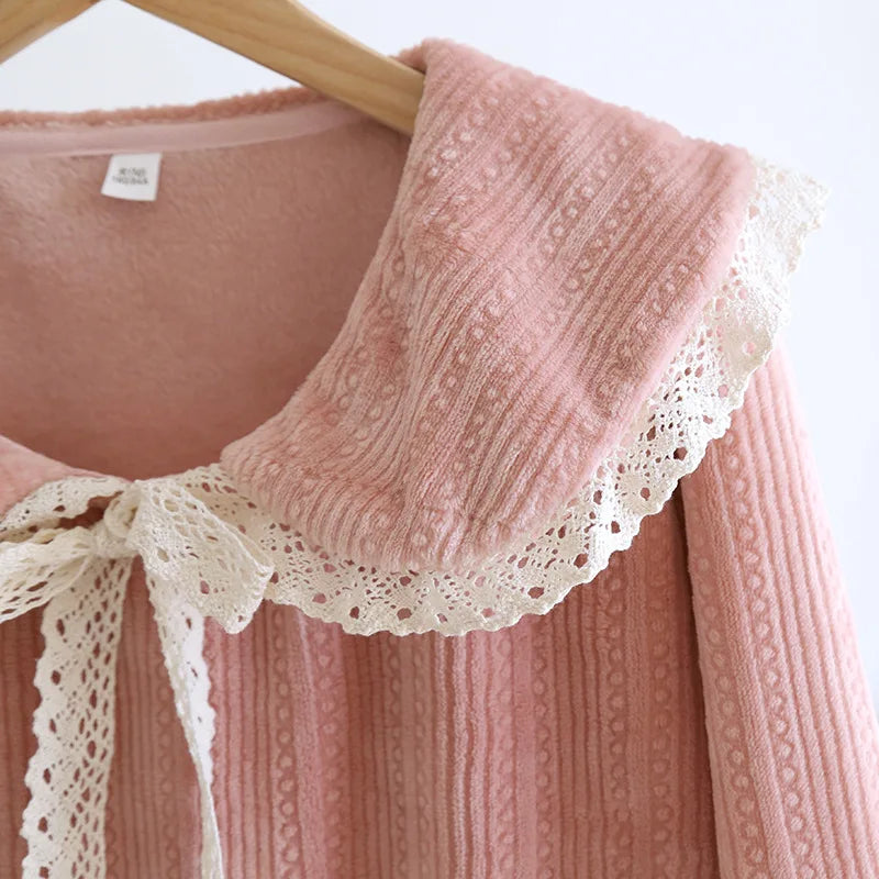 Ruffled Flannel Long-Sleeve Nightgown