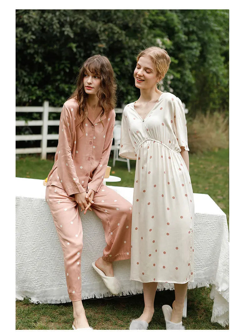Dotted Viscose Nightgown