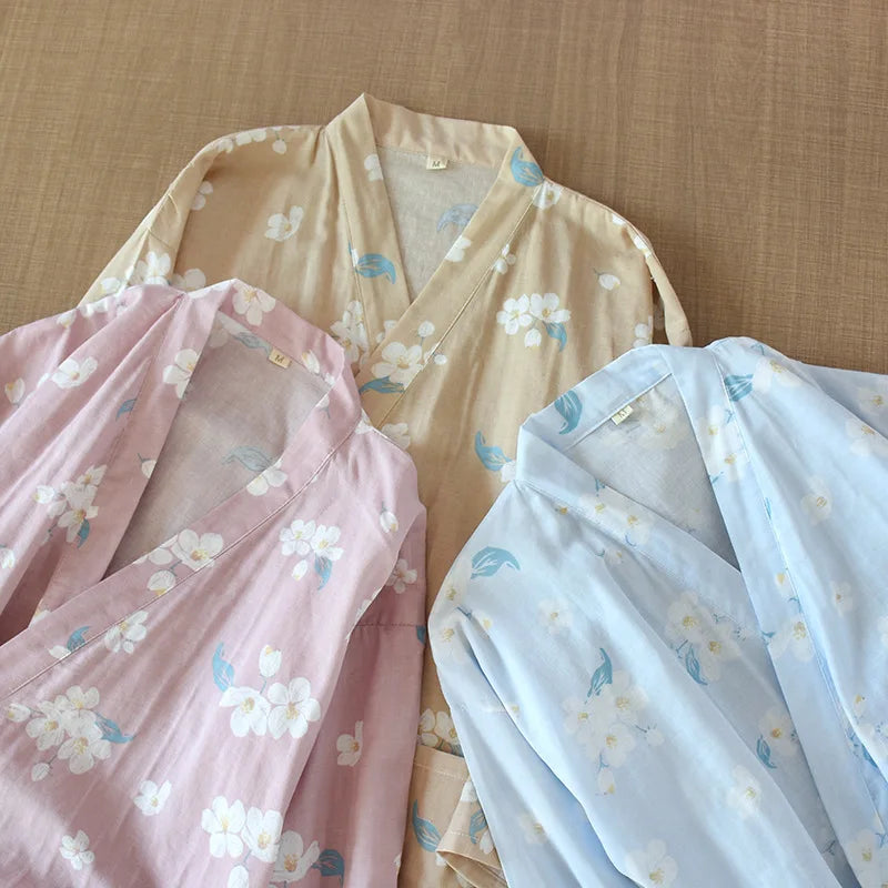 Cherry Blossom Cotton Kimono Robe