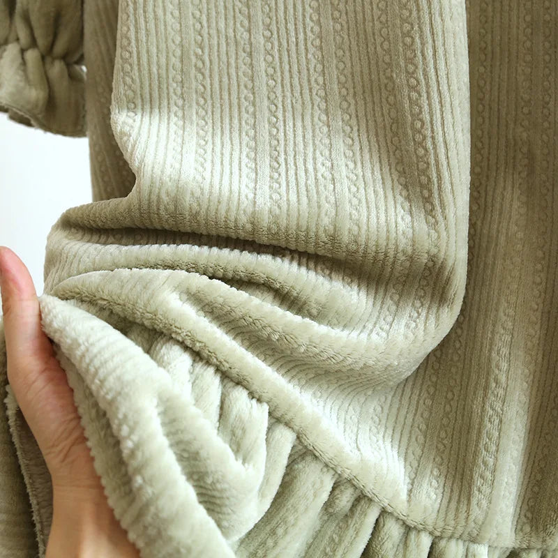 Ruffled Flannel Long-Sleeve Nightgown