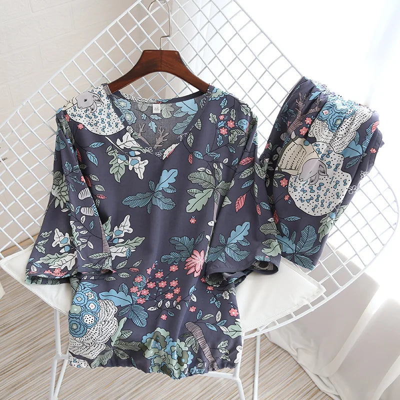 Tranquil Rayon Three-Quarter Sleeve Shorts Pajama Set