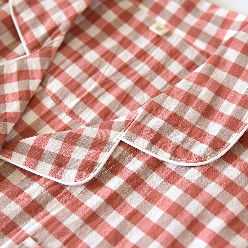 Plaid Cotton Long-Sleeve Pants Pajama Set