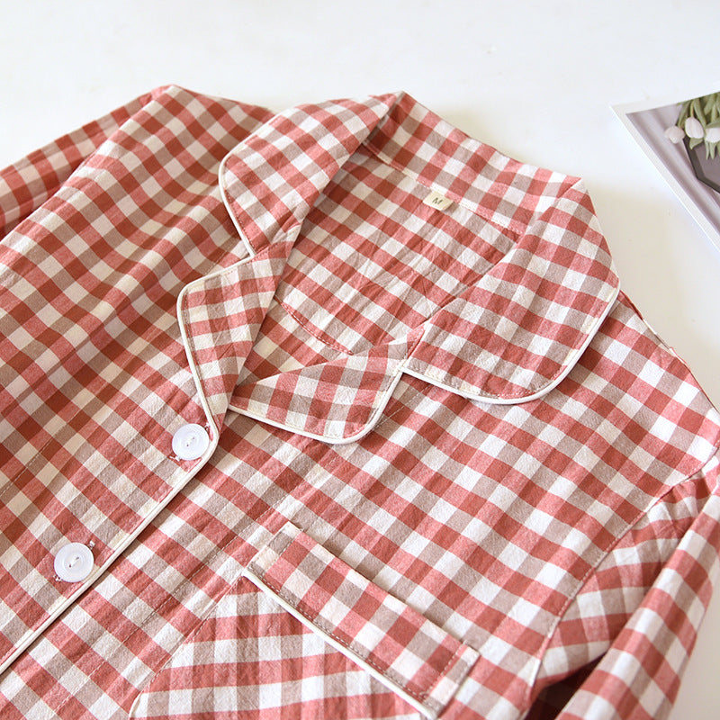 Plaid Cotton Long-Sleeve Pants Pajama Set