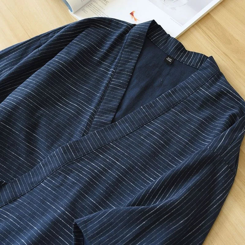 Summer Men's Cotton Kimono Pajama Set
