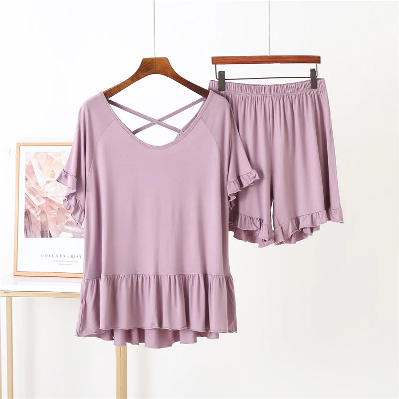 Casual Comfort Modal Ruffle Sleeve Loungewear Set