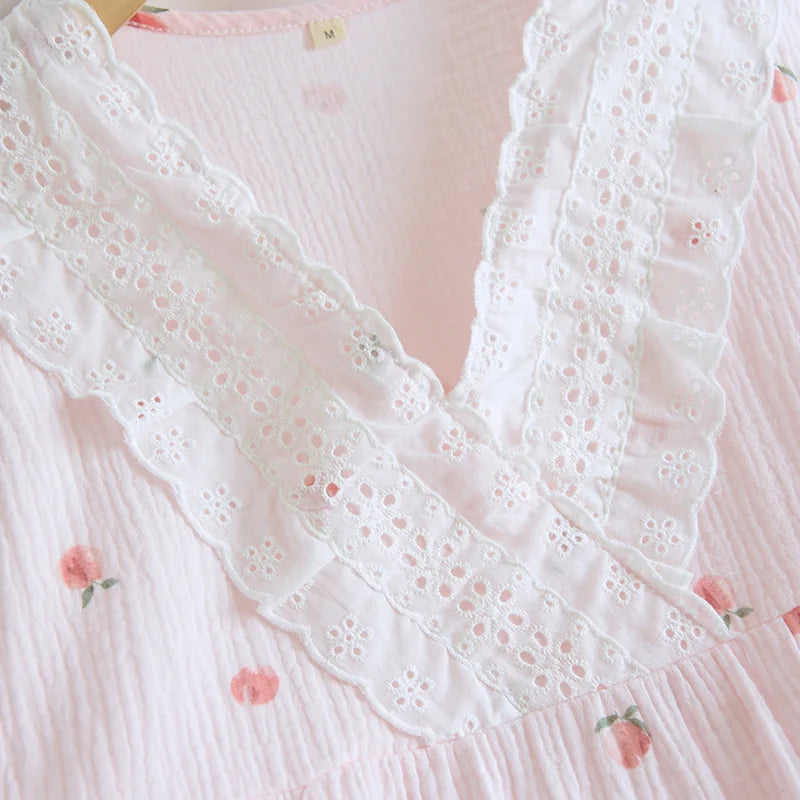 V-Neck Peachy Cotton Short-Sleeve Shorts Pajama Set
