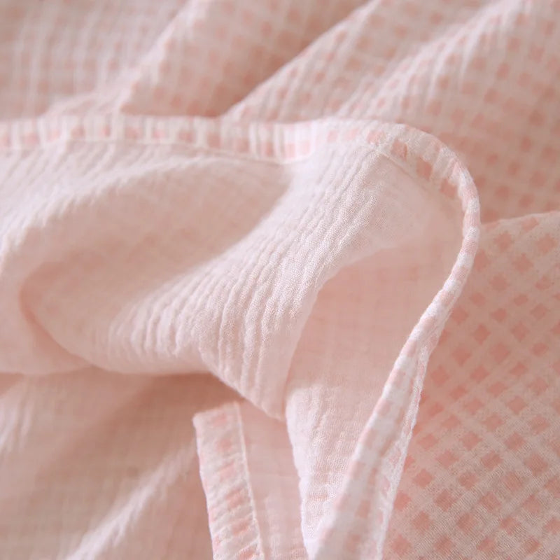 Checkered Cotton Ruffle Sleeve Loungewear Set