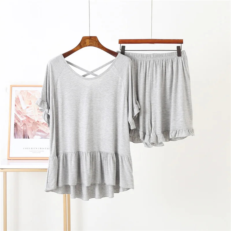 Casual Comfort Modal Ruffle Sleeve Loungewear Set