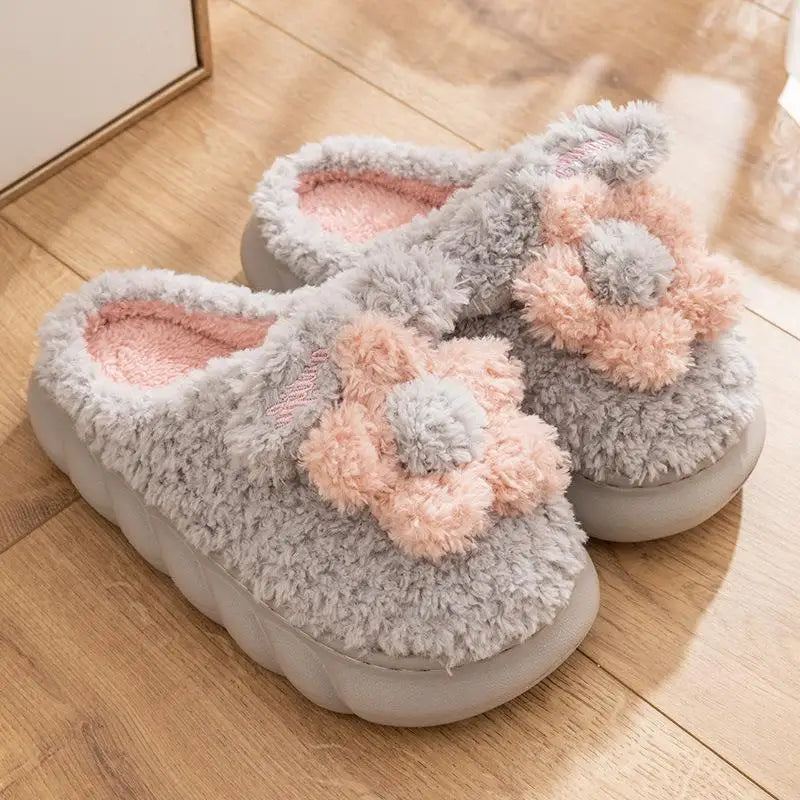 Cozy Floral Plush Slippers