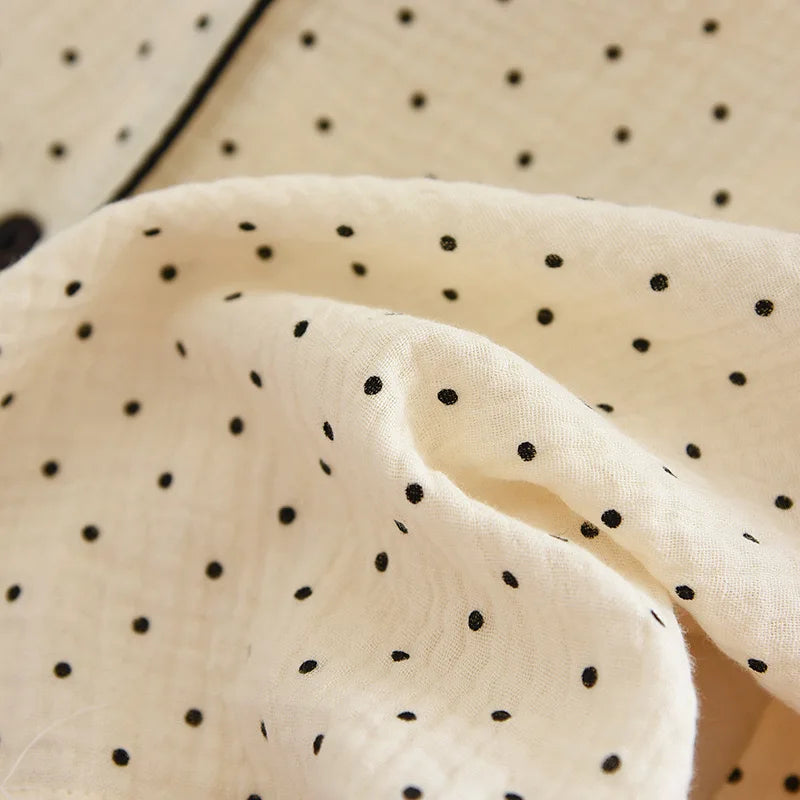Polka Dot Cotton Long Sleeve Pants Pajama Set