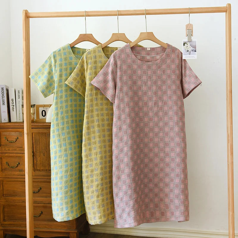 Loose Pullover Cotton Jacquard Nightgown