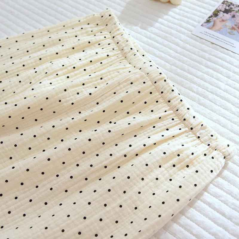 Polka Dot Cotton Long Sleeve Pants Pajama Set