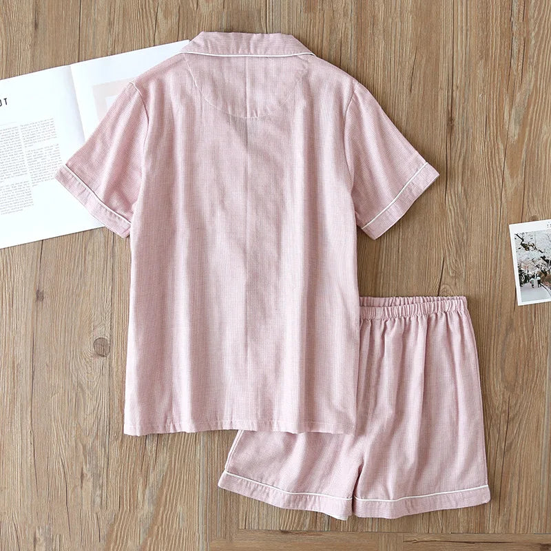 Classic Cotton Short-Sleeve Shorts Pajama Set