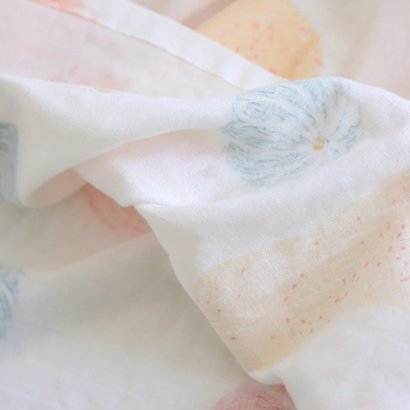 Pumpkin Lace-Trimmed Cotton Gauze Nightgown