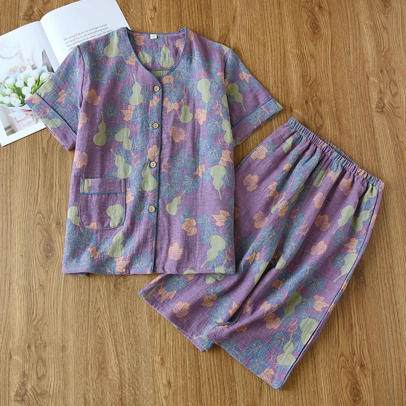 Nature's Whispers Cotton Short Sleeve Capris Pajama Set