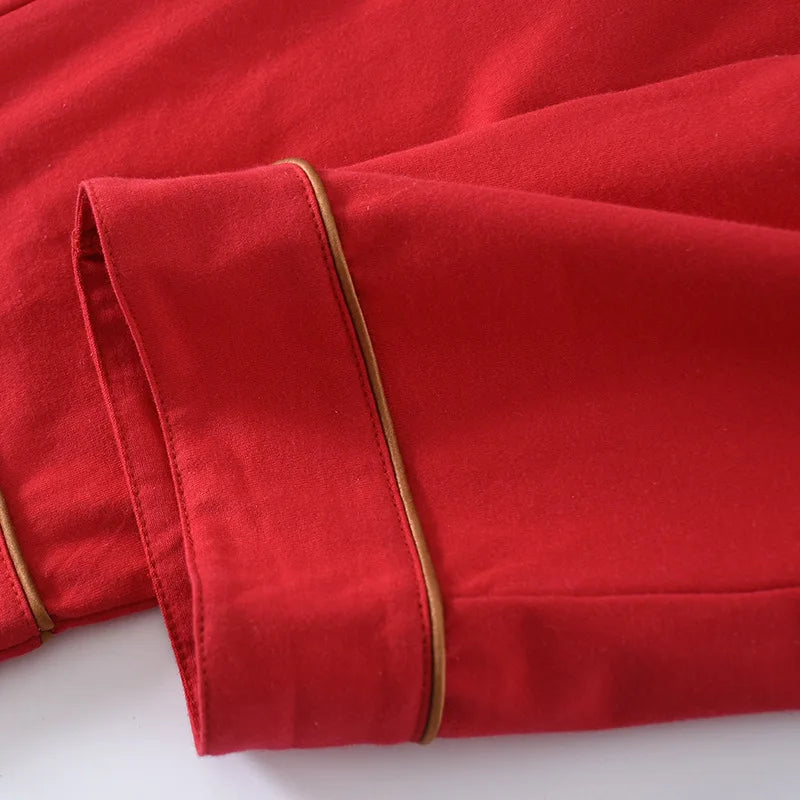 Simple Casual Cotton Long Sleeve Pants Pajama Set