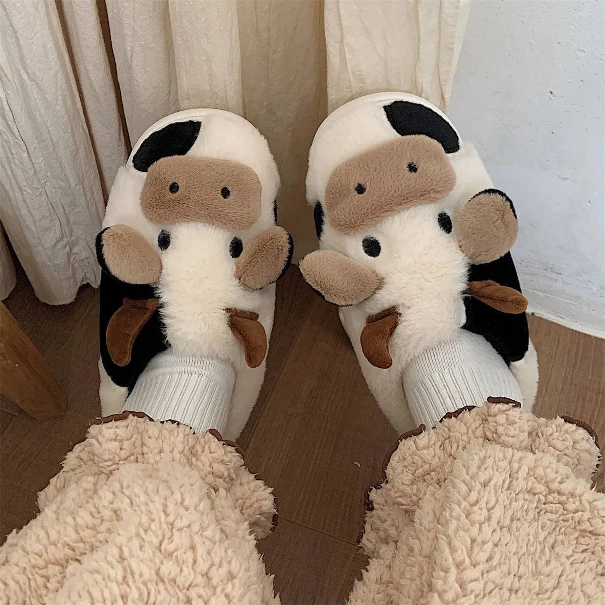 Cozy Cow Plush Slippers