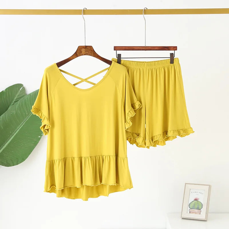 Casual Comfort Modal Ruffle Sleeve Loungewear Set