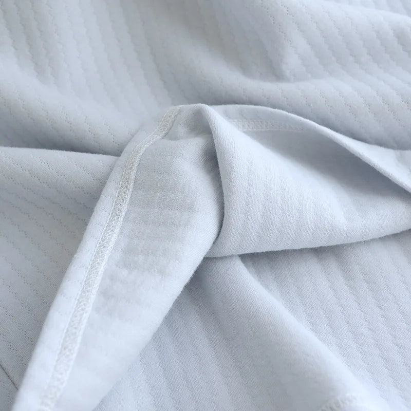 Cozy Thermal Pastel Cotton Long-Sleeve Nightgown