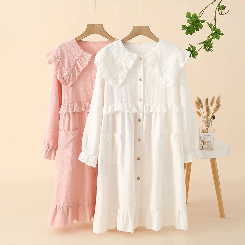 Doll Collar Princess-Style Cotton Nightgown
