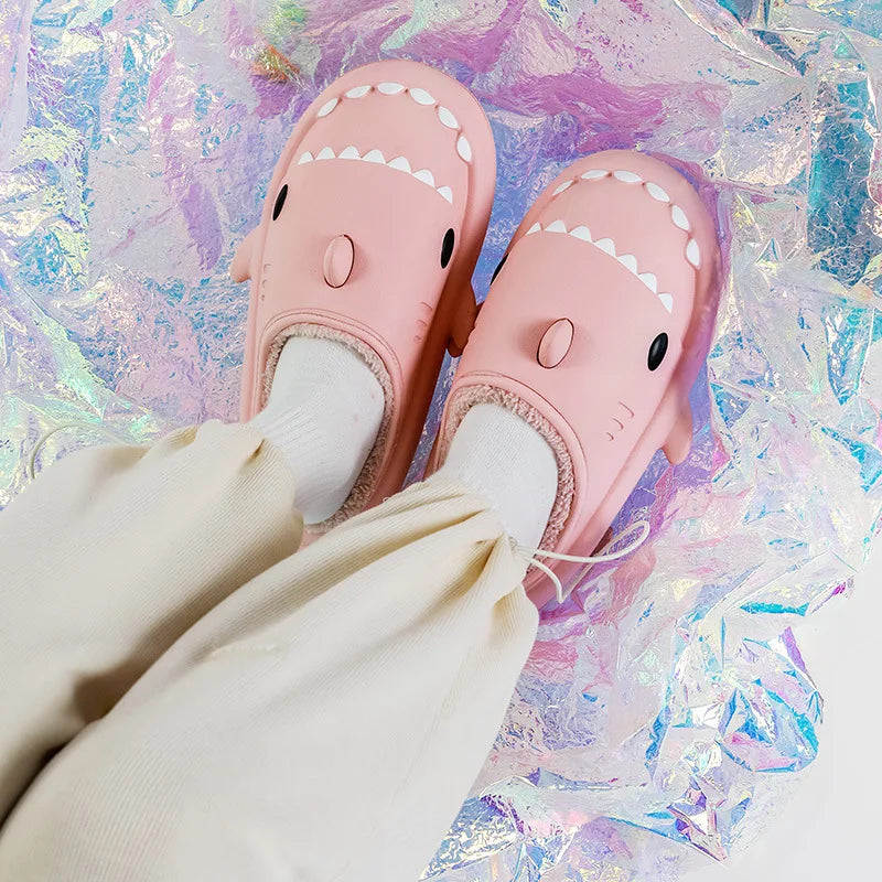 Shark Hug Plush Cotton Slippers