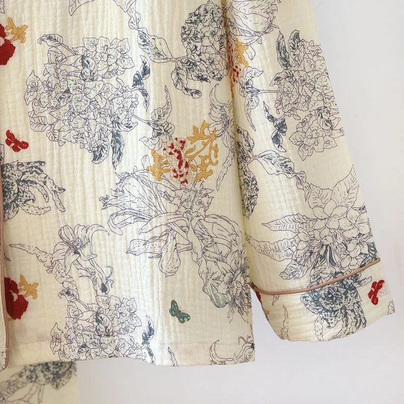 Forest Painting Cotton Long Sleeve Pants Pajama Set