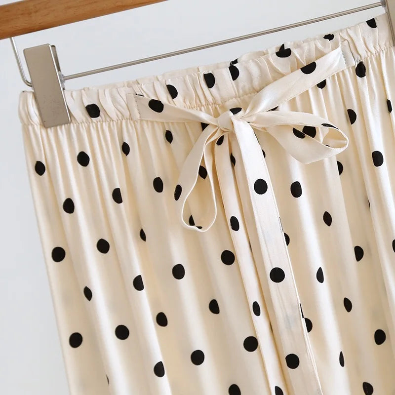 Luxe Polka Viscose Long Sleeve Pants Pajama Set