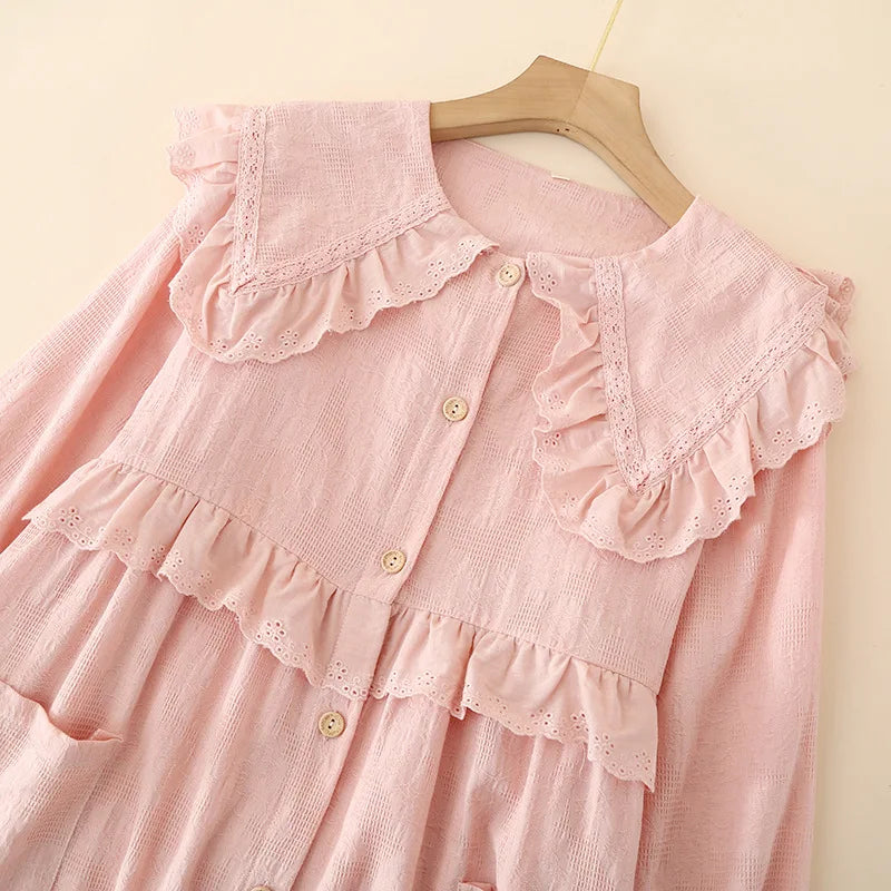 Doll Collar Princess-Style Cotton Nightgown