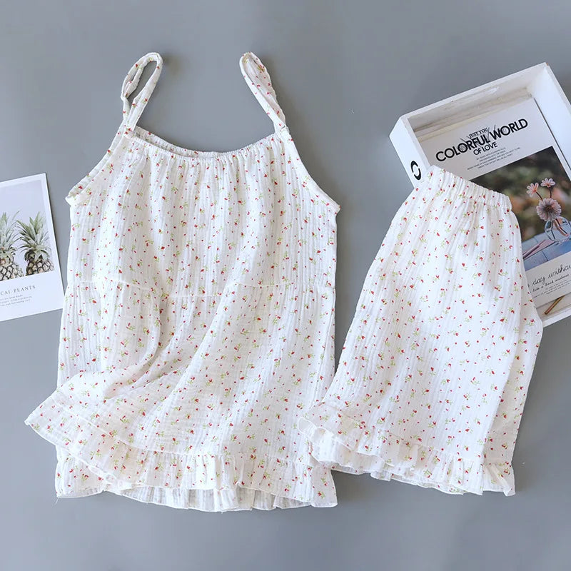 Light-and-Cozy Cotton Cami Loungewear Set