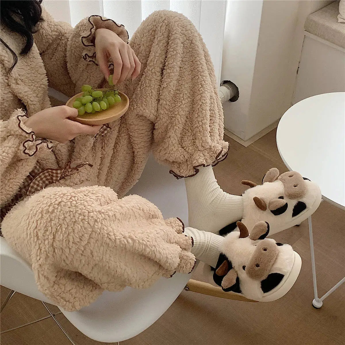 Cozy Cow Plush Slippers