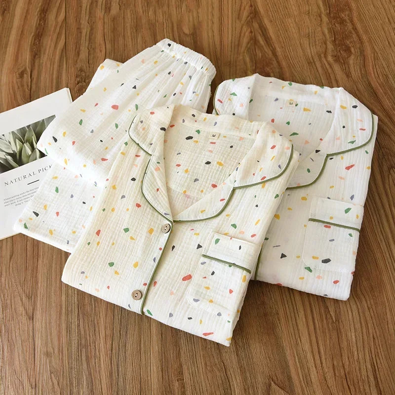 Vibrant Cotton Long Sleeve Pants Pajama Set