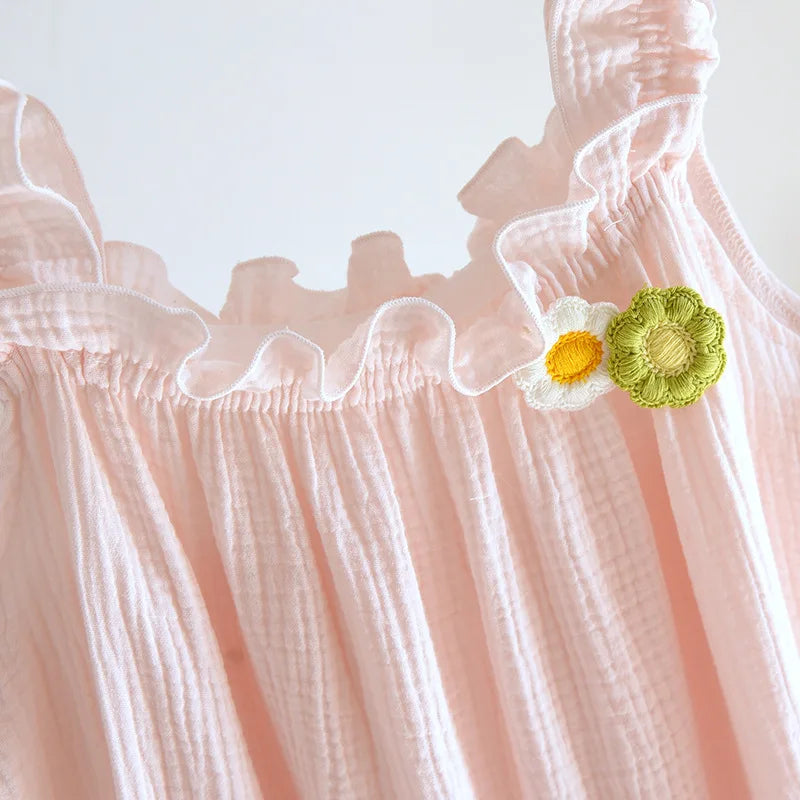 Breezy Thin Flowery Cotton Nightgown