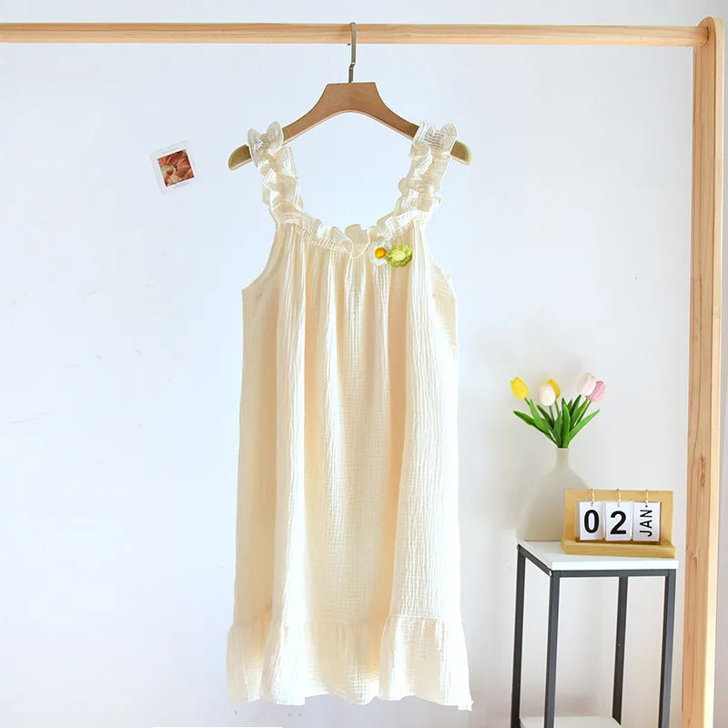 Breezy Thin Flowery Cotton Nightgown