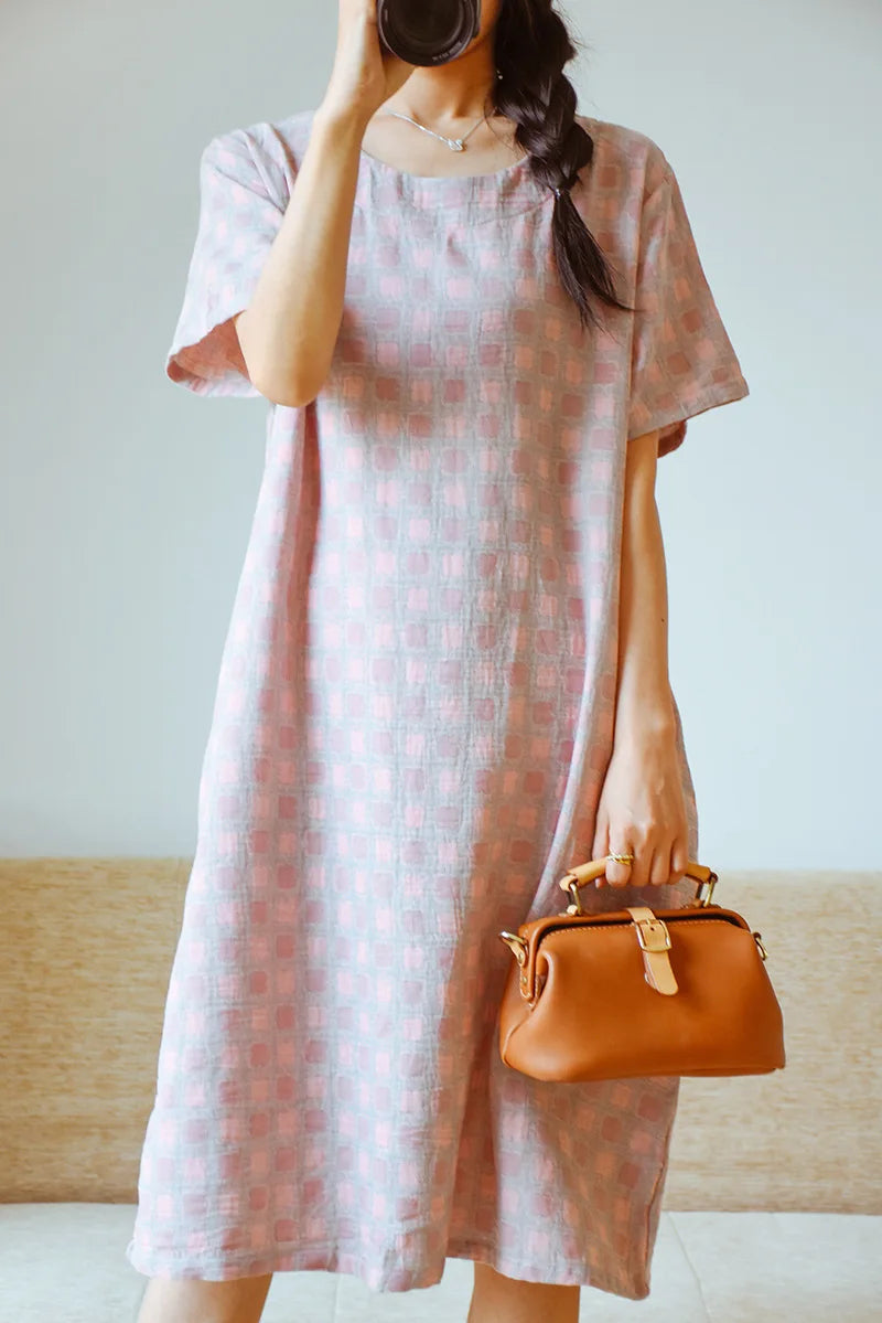 Loose Pullover Cotton Jacquard Nightgown