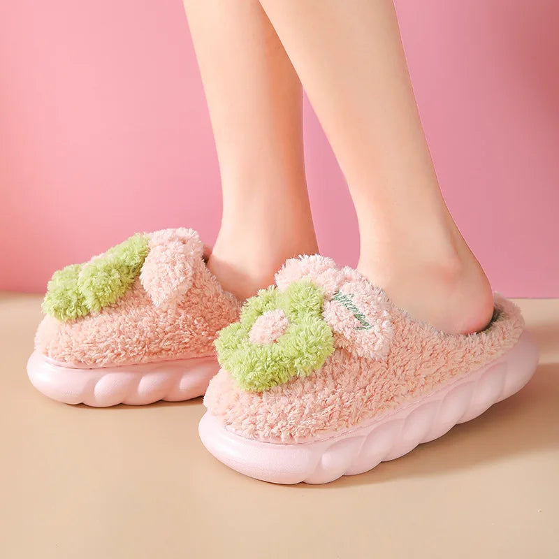 Cozy Floral Plush Slippers