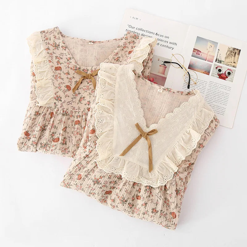 Floral Soft Cotton Long Nightgown