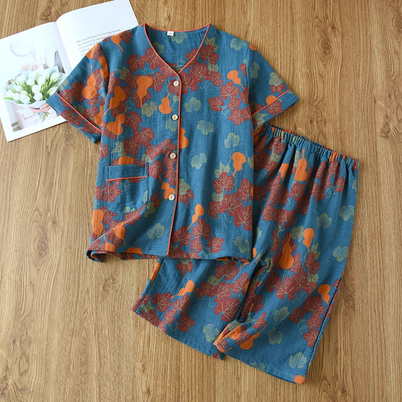 Nature's Whispers Cotton Short Sleeve Capris Pajama Set