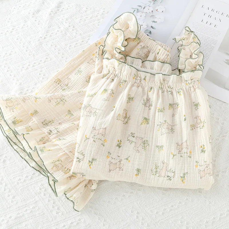 Delicate Floral Cotton Cami Shorts Pajama Set