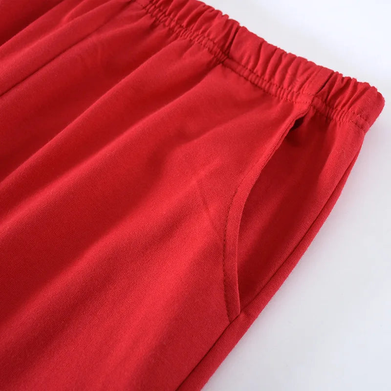 Simple Casual Cotton Long Sleeve Pants Pajama Set