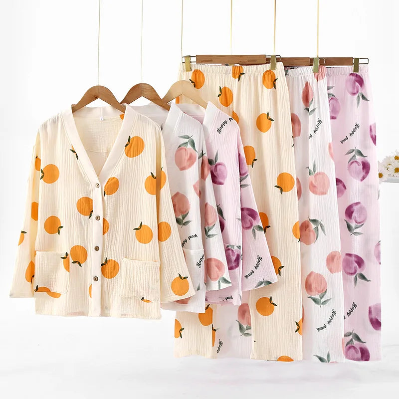 Spring Harvest Cotton Long Sleeve Pants Pajama Set