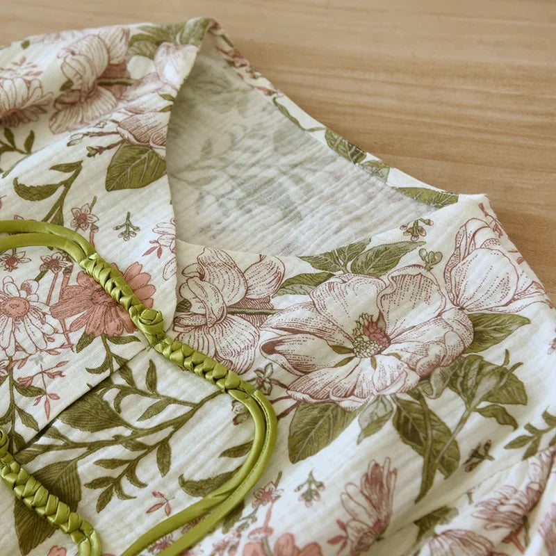 Flower Garden Cotton Long Sleeve Pants Pajama