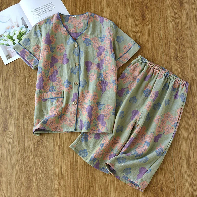 Nature's Whispers Cotton Short Sleeve Capris Pajama Set