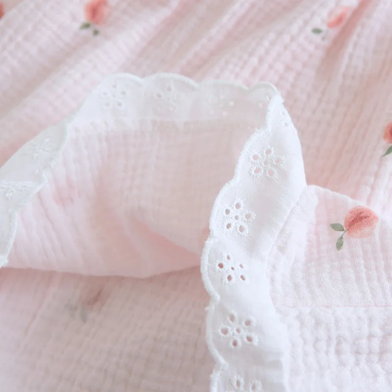 V-Neck Peachy Cotton Short-Sleeve Shorts Pajama Set