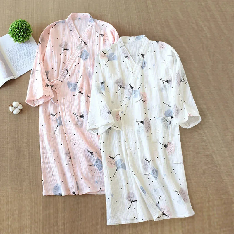 Flowing Ginkgo Cotton Robe