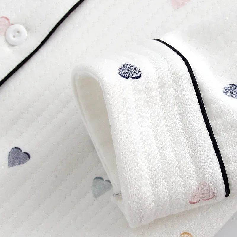 Hearts Cotton Long Sleeve Pants Pajama Set