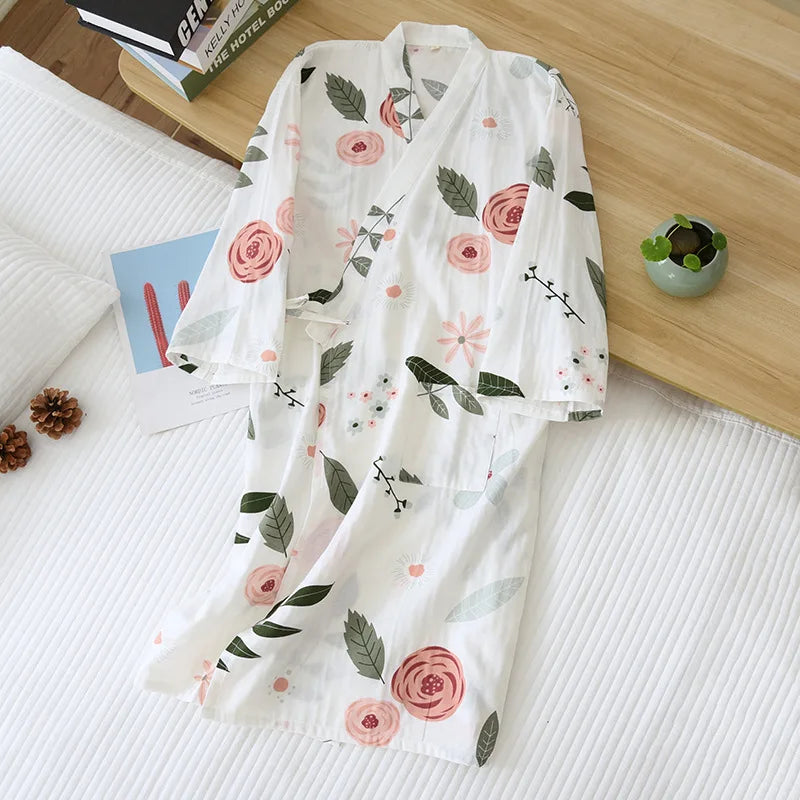 Cherry Blossom Cotton Kimono Robe